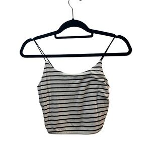 Garage Black and White Striped Crop Camisole